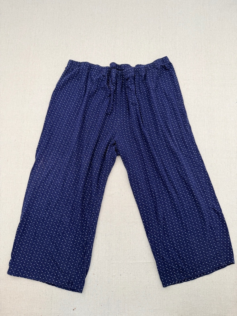 Navy Wide Leg Lounge Pants with Subtle Dot Print